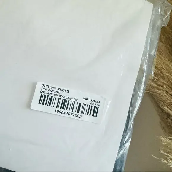 NEW ORLANDI VALENTINO Black Gunmetal Silver Stud Studded Crossbody Bag Purse - Picture 7 of 15